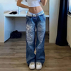 Pantaloni in denim larghi da donna a vita alta Y2K gamba larga oversize plus size jeans cargo cargo pantaloni streetwear