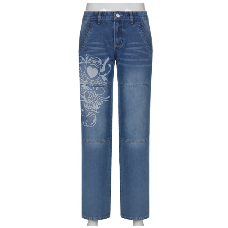Pantaloni in denim larghi da donna a vita alta Y2K gamba larga oversize plus size jeans cargo cargo pantaloni streetwear
