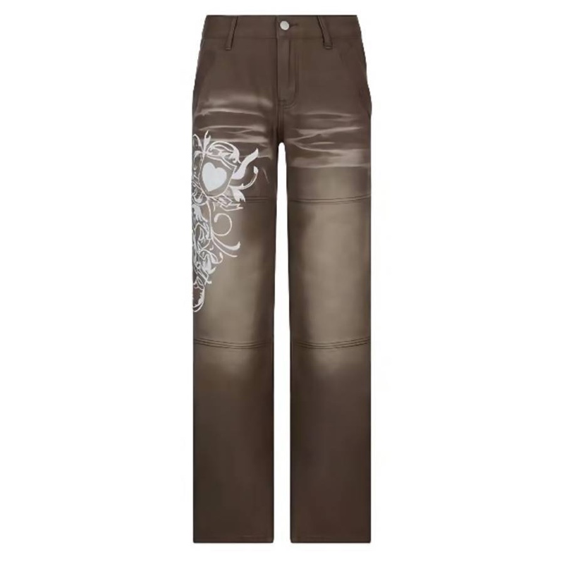 Pantaloni in denim larghi da donna a vita alta Y2K gamba larga oversize plus size jeans cargo cargo pantaloni streetwear